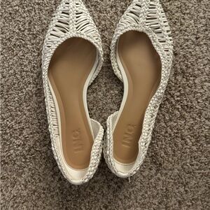 INC International Concepts White Woven Pointed-Toe Flats